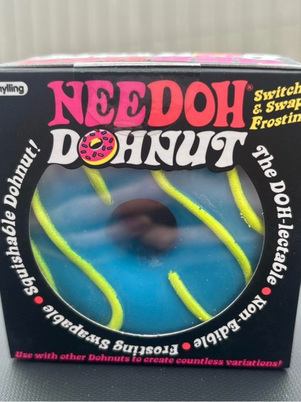 DohNut Blue Play Dough Donut with Yellow Frosting